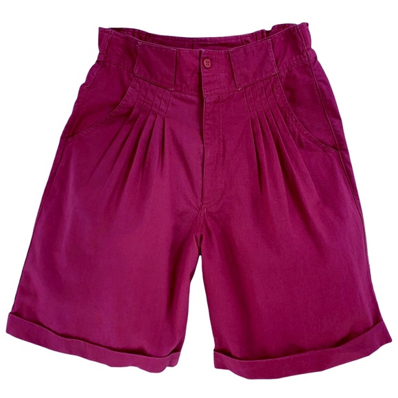 Vintage Pants - Vintage Gitano Pleated Front Shorts, Magenta